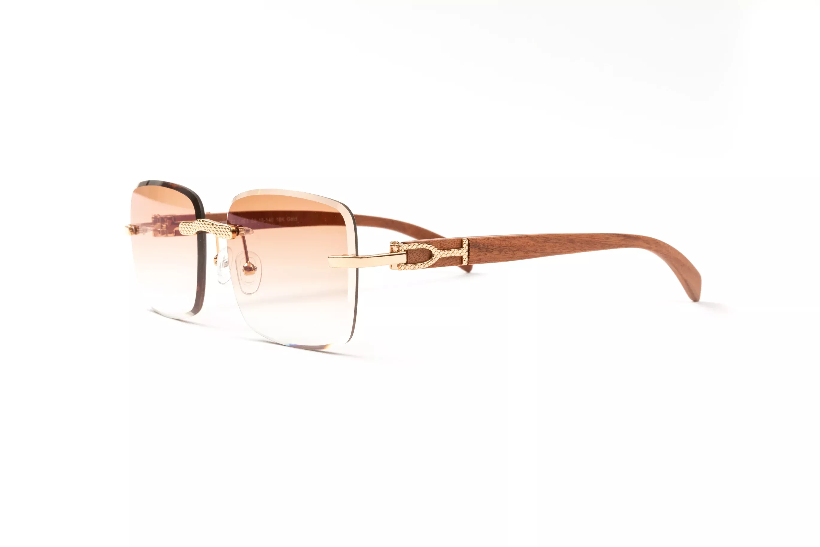 18kt-gold-brown-wood-c-decor-sunglasses-gradient-brown-lenses 18KT Gold & Brown Wood C-Decor Sunglasses, Gradient Brown Lenses