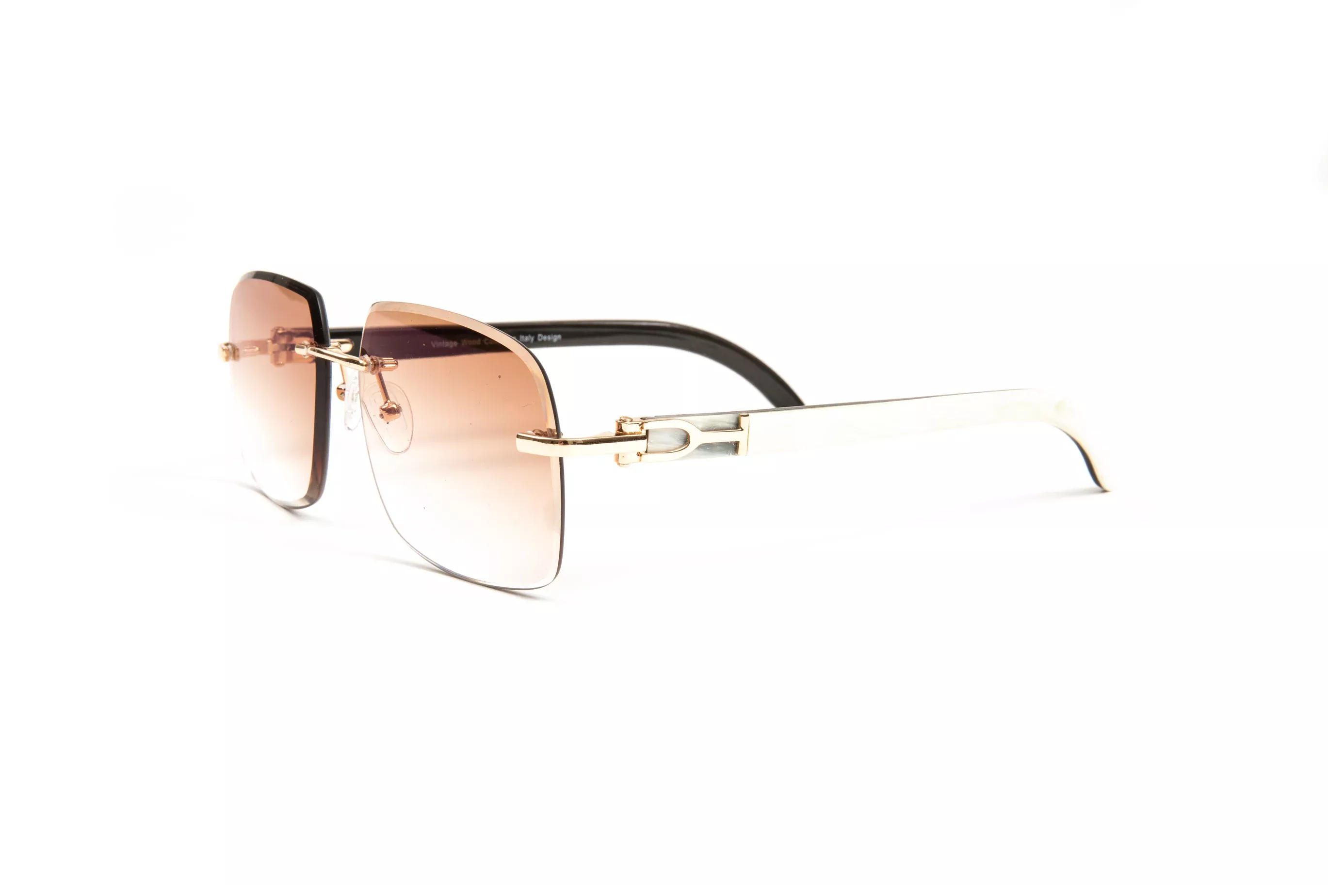 18kt-gold-white-buffalo-horn-sunglasses-gradient-brown-square-lenses-large 18KT Gold & White Buffalo Horn Sunglasses, Gradient Brown Square Lenses, Large