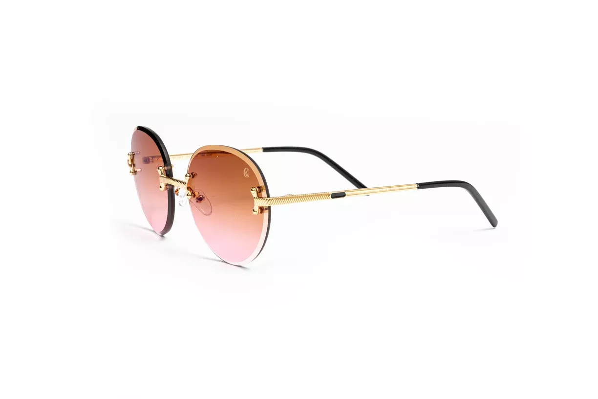 VINTAGE CLASSIC C 18KT Gold Sunglasses, Gradient Brown/Pink Lenses